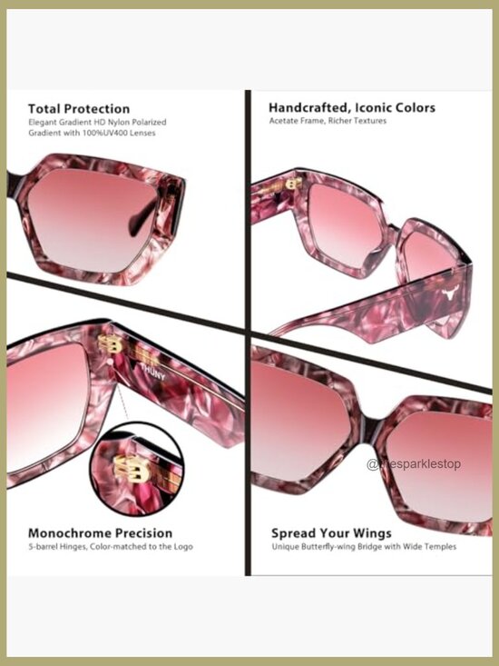 Oversized Polarized Square Sunglasses UV400 Cat Eye main image 5